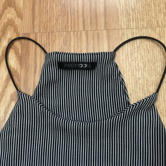 Paper moon gray/black striped halter blouse tank top - Picture 4 of 6